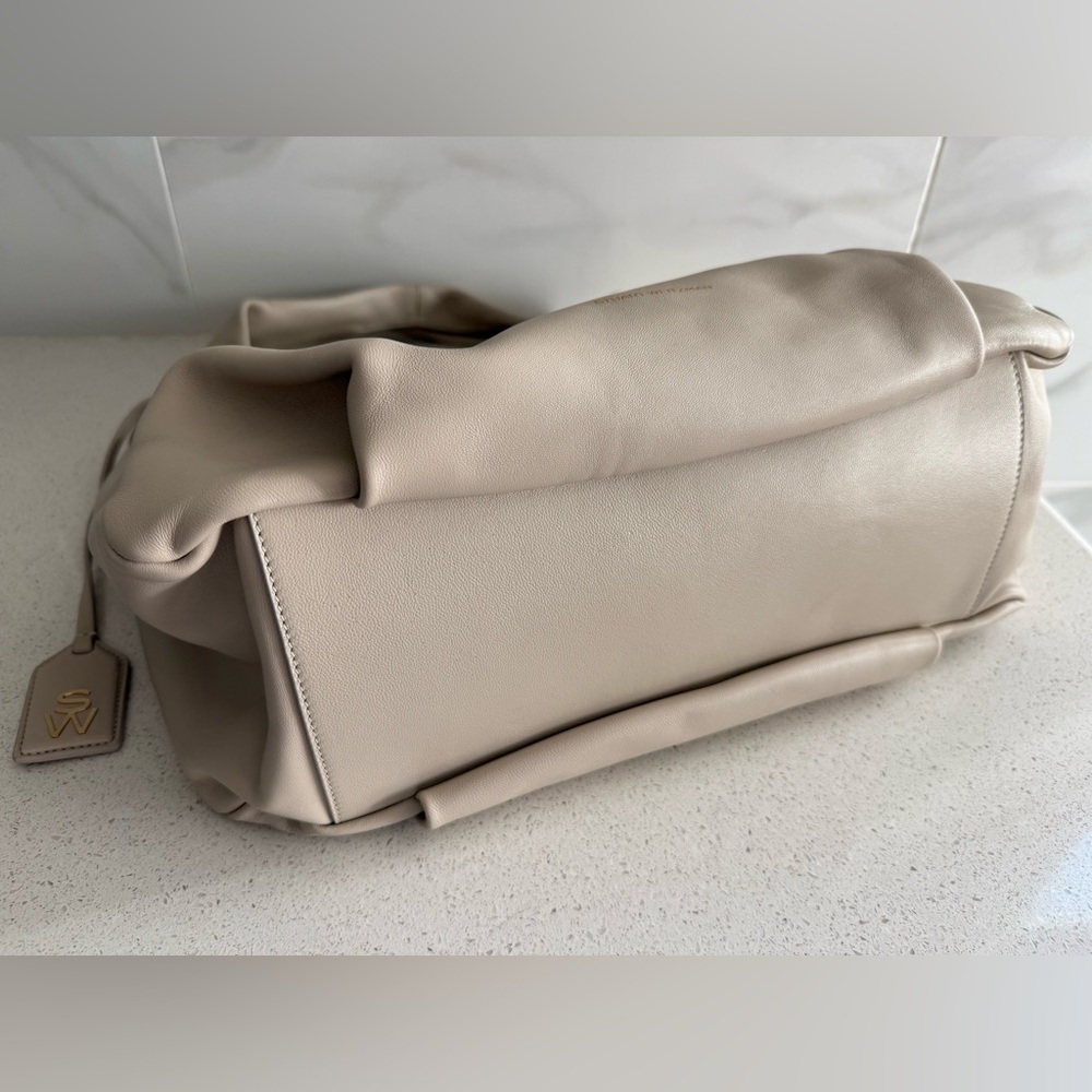 Stuart Weitzman Moda Oat Cream Italian Leather Hobo Bag Made In Italy - Picture 5 of 7